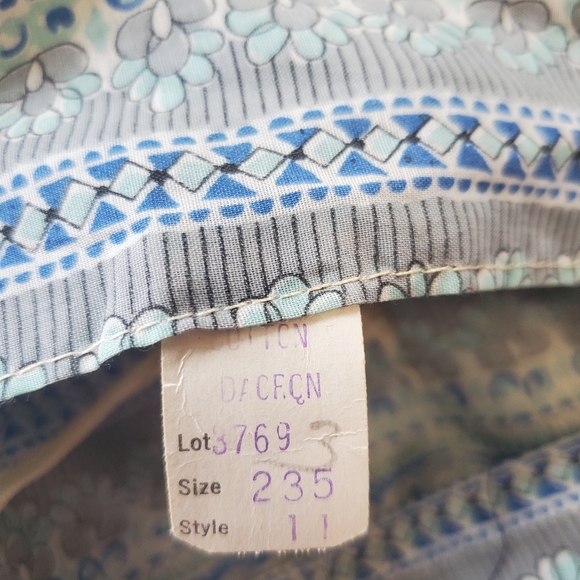 Vtg 1950s Blue Print Patterned Sun Dress Size XS Sock Hop Tea Length Rockabilly - Picture 10 of 15